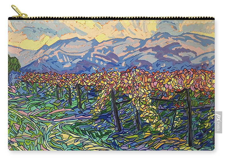Autumn In The Vineyard In Napa Valley Zip Pouch featuring the painting Autumn in the Vineyard in Napa Valley by Therese Legere