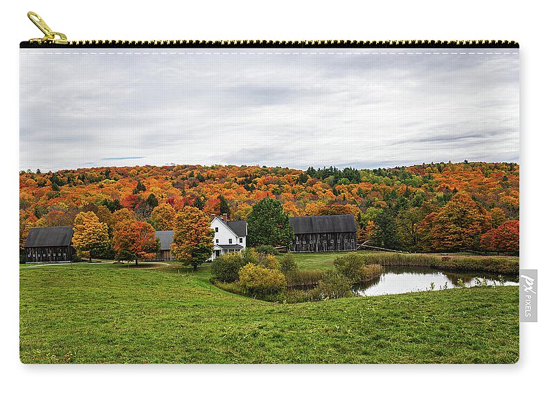 Fall Zip Pouch featuring the photograph Autumn in Vermont in the Woodstock Countryside 8 by Ron Long Ltd Photography