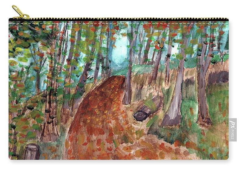 Autumn Carry-all Pouch featuring the painting Autumn Leaves along the Trail by Christopher Reed