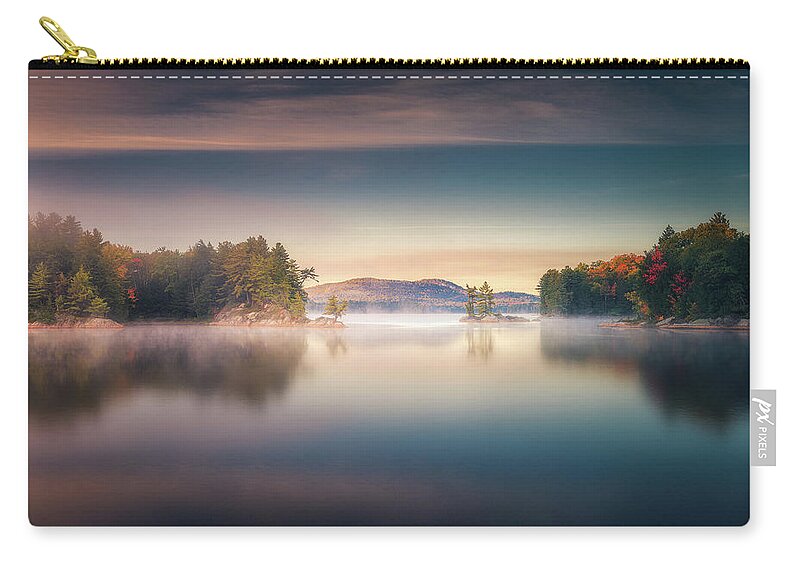 Morning Zip Pouch featuring the photograph Autumn morning at Killarney Provincial Park by Henry w Liu