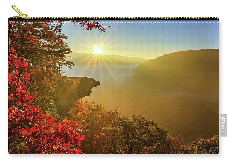 Ozark Forest Zip Pouch featuring the photograph Autumn Morning Glory At Hawksbill Crag - Ozark National Forest by Gregory Ballos