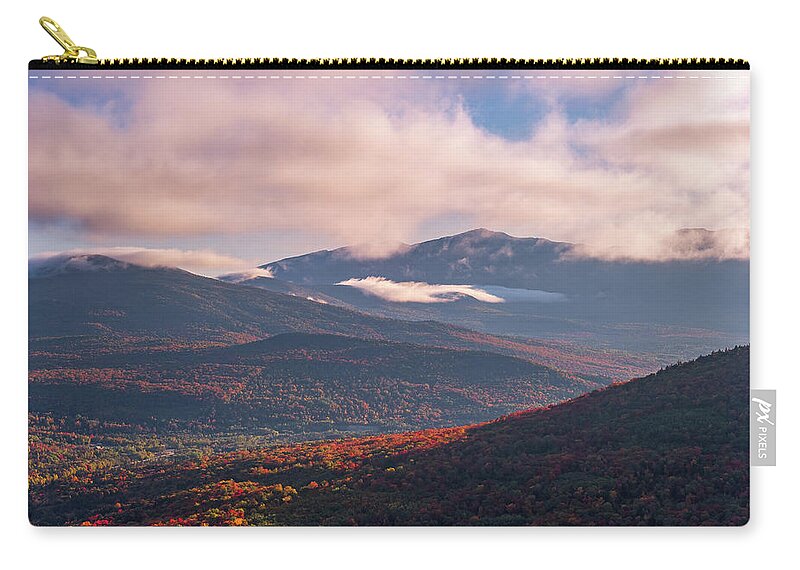 New Hampshire Zip Pouch featuring the photograph Autumn Morning In The Zealand Valley by Jeff Sinon