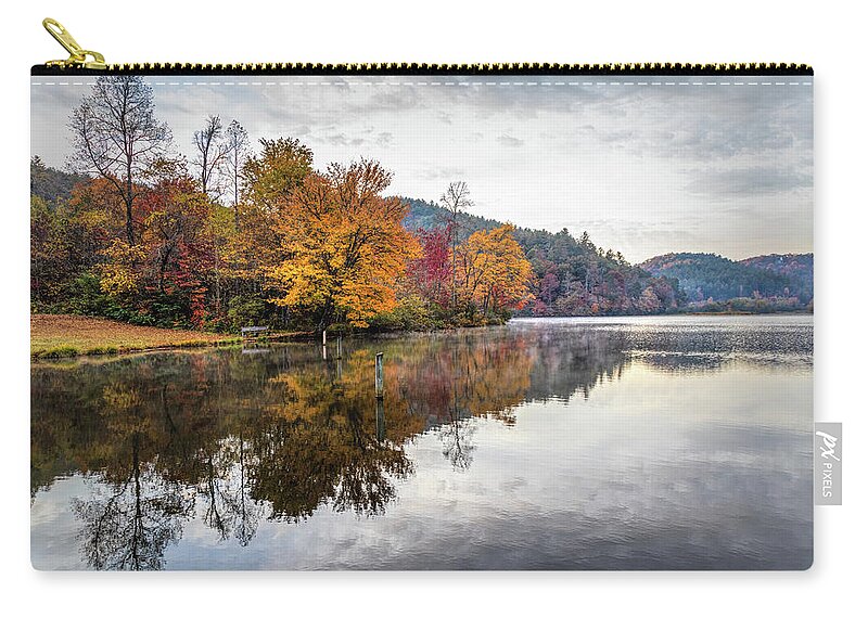 Carolina Zip Pouch featuring the photograph Autumn Morning Reflections by Debra and Dave Vanderlaan