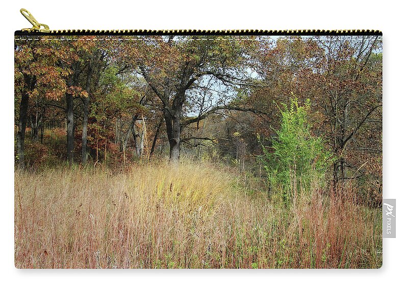 Grass Zip Pouch featuring the photograph Autumn Oak Savanna by Scott Kingery