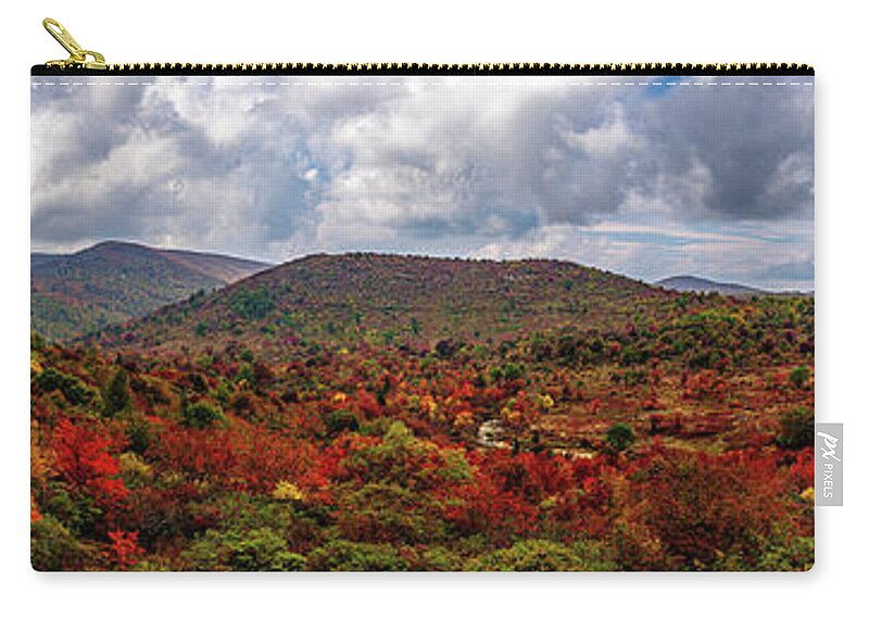 Autumn Zip Pouch featuring the photograph Autumn Panorama of a Graveyard by Dan Carmichael