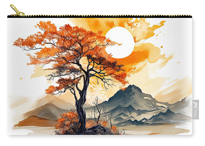 Four Seasons Zip Pouch featuring the digital art Autumn Passion by Lourry Legarde