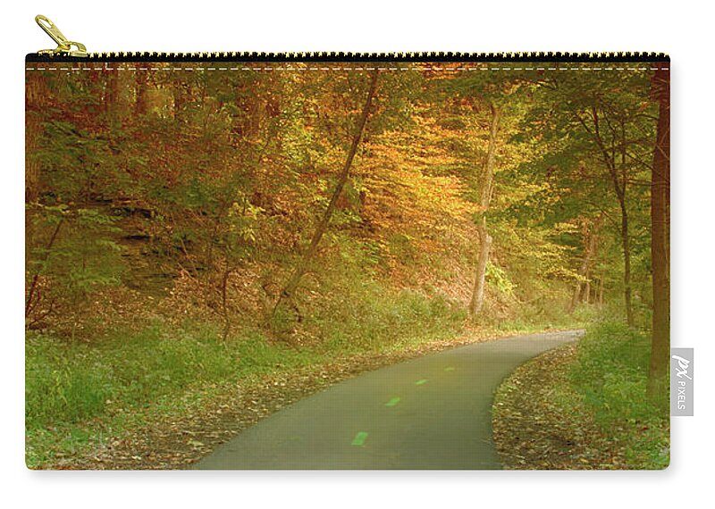 Path Zip Pouch featuring the photograph Autumn Path - Follow Along by Mitch Spence