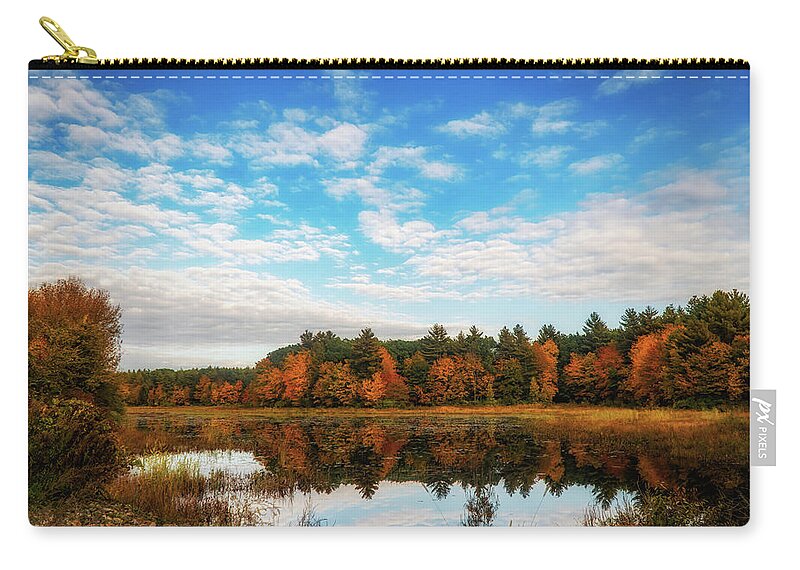 Reflections Zip Pouch featuring the photograph Autumn pond reflections 2 by Lilia S