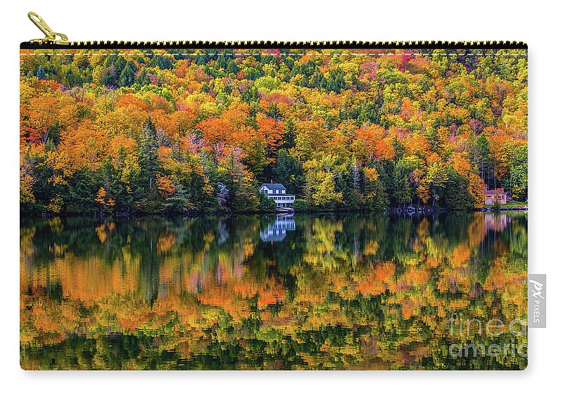 Autumn In New England Zip Pouch featuring the photograph Autumn reflections in Vermont by Scenic Vermont Photography