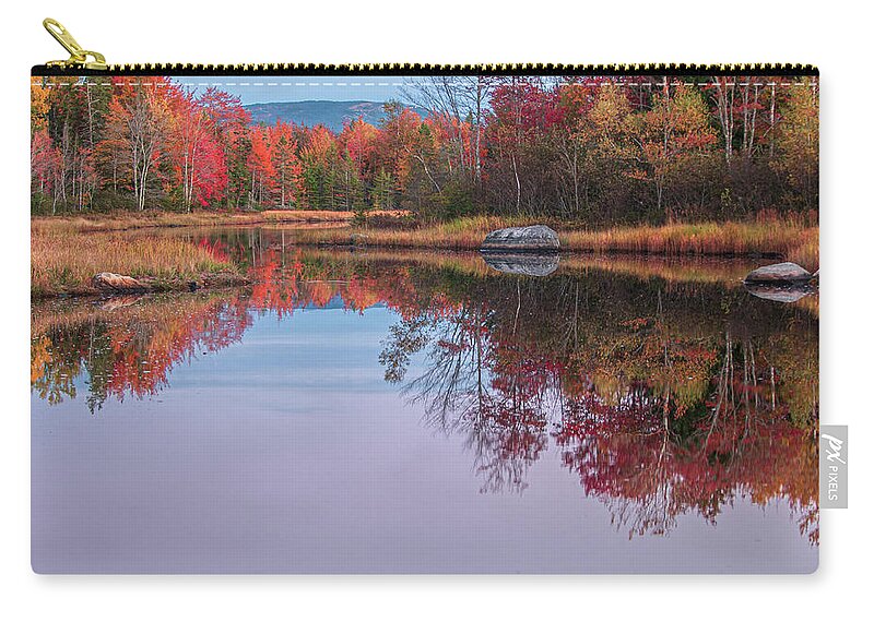 Acadia National Park Zip Pouch featuring the photograph Autumn Reflections by Paul Mangold