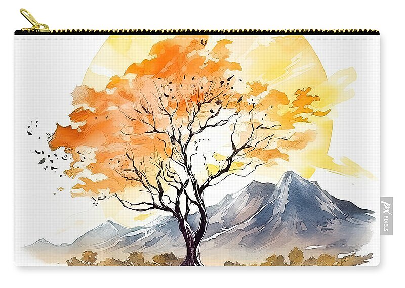 Four Seasons Zip Pouch featuring the painting Autumn Splendor - Autumn Paintings by Lourry Legarde