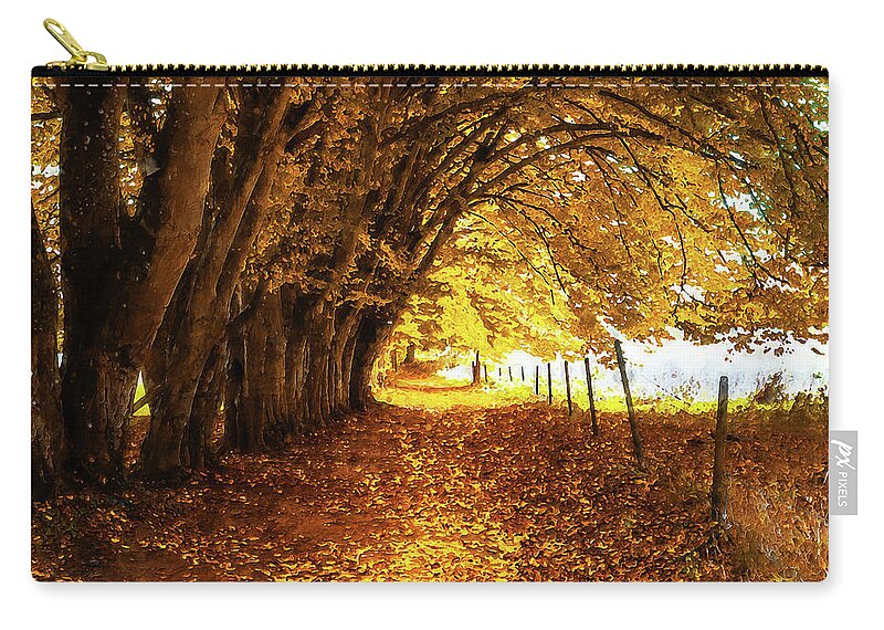 Foliage Zip Pouch featuring the painting Autumn Vibes - 03 by AM FineArtPrints