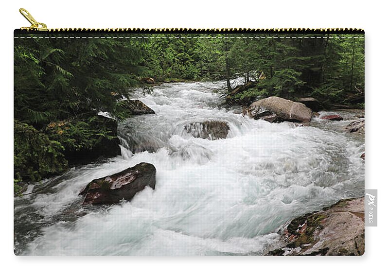 Avalanche Falls Carry-all Pouch featuring the photograph Avalanche Creek - Glacier National Park by Richard Krebs