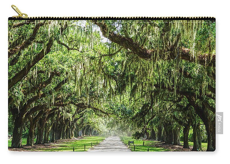 Avenue Of Oaks Zip Pouch featuring the photograph Avenue Of Oaks by Jennifer White