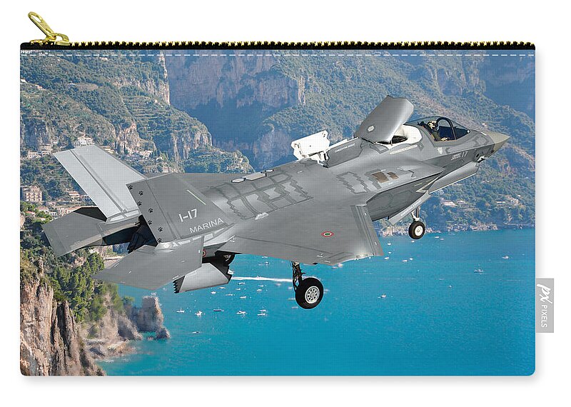 Lightning Zip Pouch featuring the digital art Aviazione Navale F-35B by Custom Aviation Art