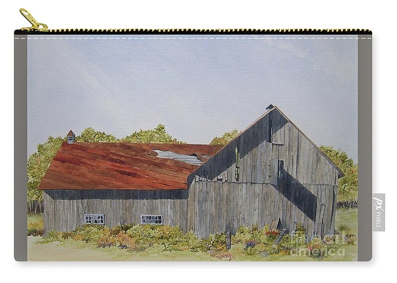 Barn Zip Pouch featuring the painting Avoca Barn by Jackie Mueller-Jones