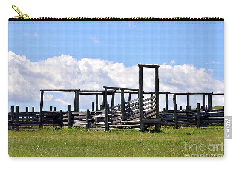Loading Chutes Zip Pouch featuring the photograph Awaiting a Roundup by Kae Cheatham