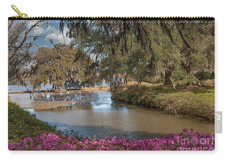 Azalea Zip Pouch featuring the photograph Azalea Alley on the Grounds of Middleton Place by Dale Powell