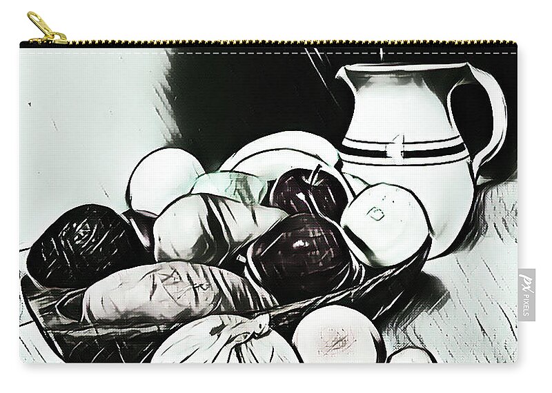B And W Still Life Study Zip Pouch featuring the digital art B and W Still Life Study by Karen Francis