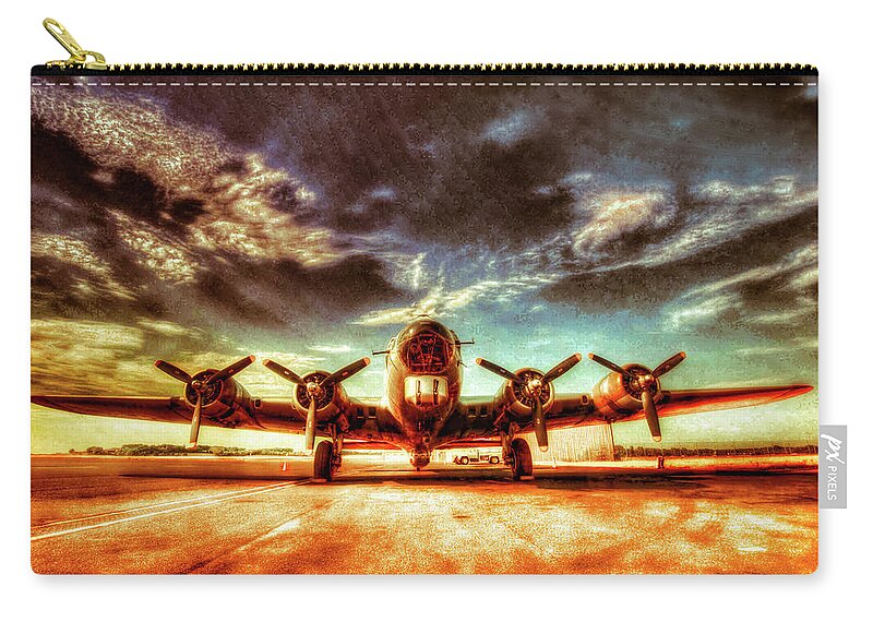 Airborne Zip Pouch featuring the digital art B17 Aluminun Overcast by Rod Melotte