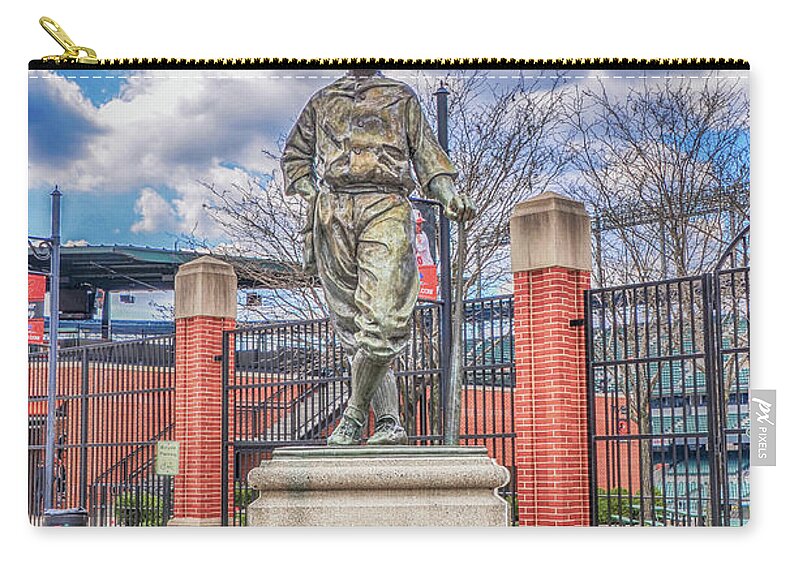 Babe Zip Pouch featuring the photograph Babes Dream Statue - Camden Yards by Bill Cannon