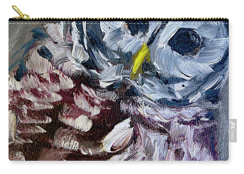 Barred Owl Zip Pouch featuring the painting Baby Barred Owl by Roxy Rich