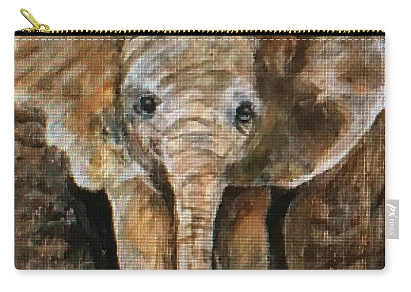 Art Zip Pouch featuring the painting Baby Elephant by Tammy Pool