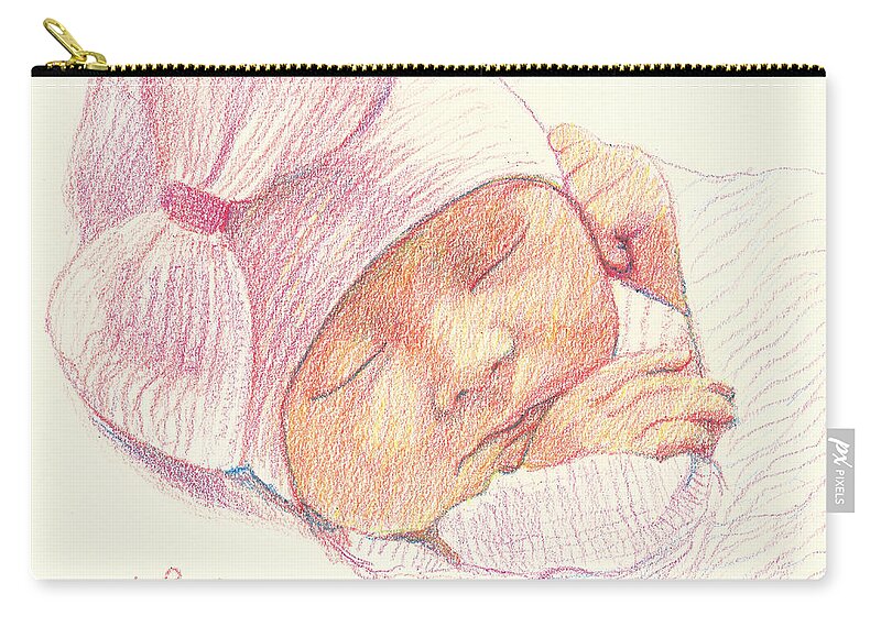 Infant Zip Pouch featuring the painting Baby Girl by Candace Lovely