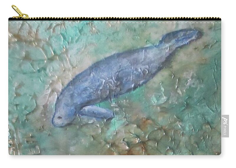 Baby Manatee Zip Pouch featuring the painting Baby Manatee by Lynn Raizel Lane