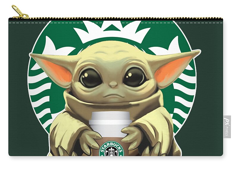 Baby yoda Hug Starbucks Print Short Sleeve Graphic s Best STROKE Zip Pouch