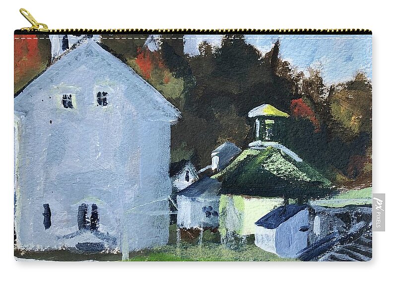 New England Zip Pouch featuring the painting Back of Town Hall by Cyndie Katz