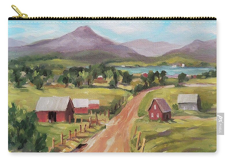 Impressionism Zip Pouch featuring the painting Back Road to the Lake by Nancy Griswold