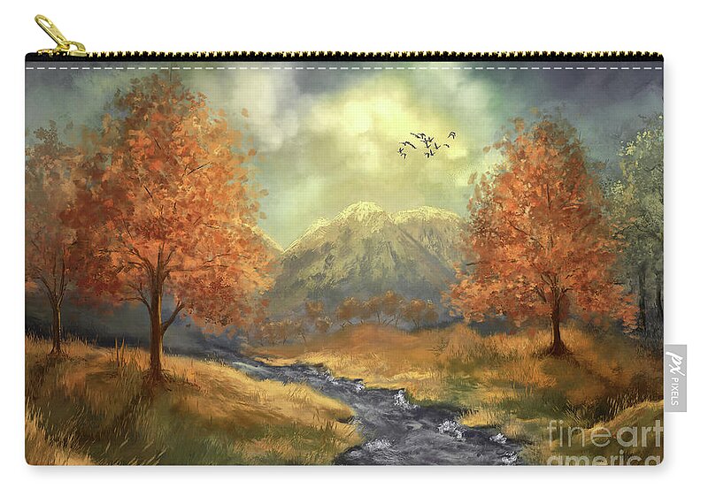 Mountain Zip Pouch featuring the digital art Back Where I Belong by Lois Bryan