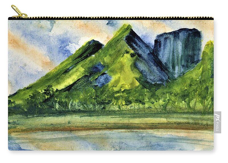Tahiti Zip Pouch featuring the painting Backside of Bora Bora by Randy Sprout