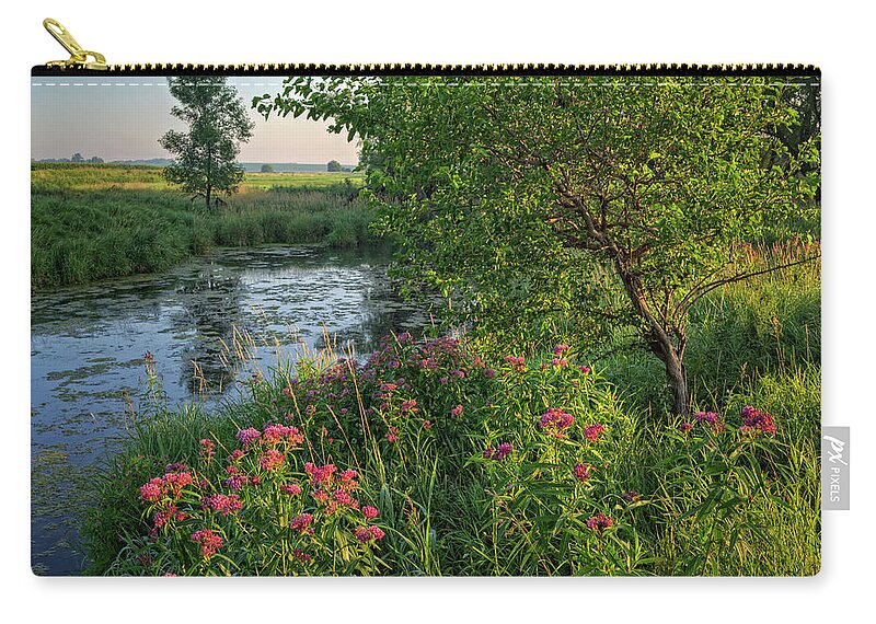 Water Zip Pouch featuring the photograph Backwater - Swamp Milkweed by Bruce Morrison