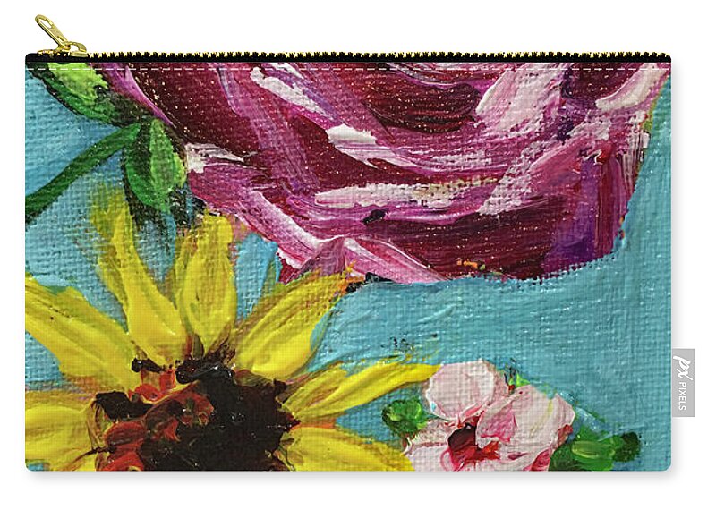 Roses Zip Pouch featuring the painting Backyard Blooms by Roxy Rich