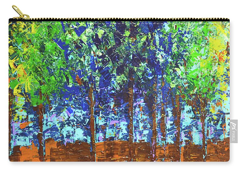  Carry-all Pouch featuring the painting Backyard Trees by Linda Bailey