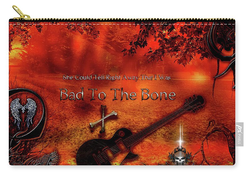 Bad To The Bone Carry-all Pouch featuring the digital art Bad To The Bone by Michael Damiani
