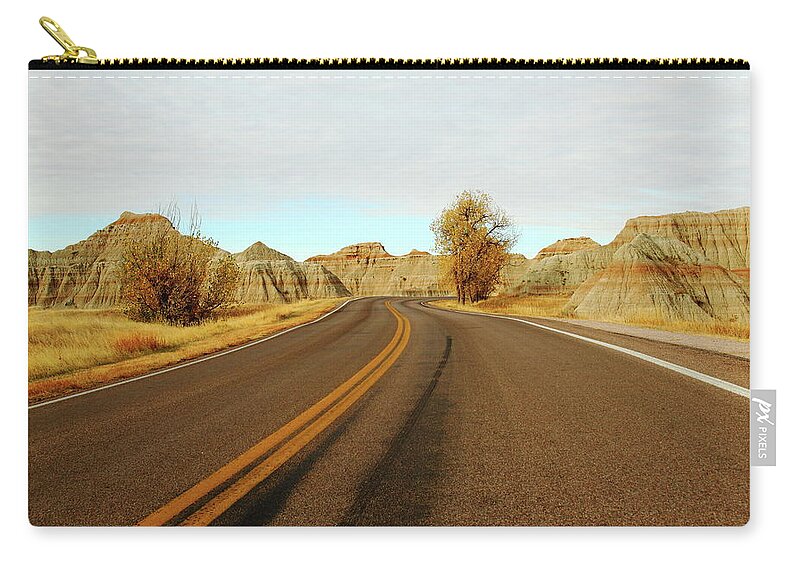 Badlands National Park Carry-all Pouch featuring the photograph Badland Blacktop by Lens Art Photography By Larry Trager