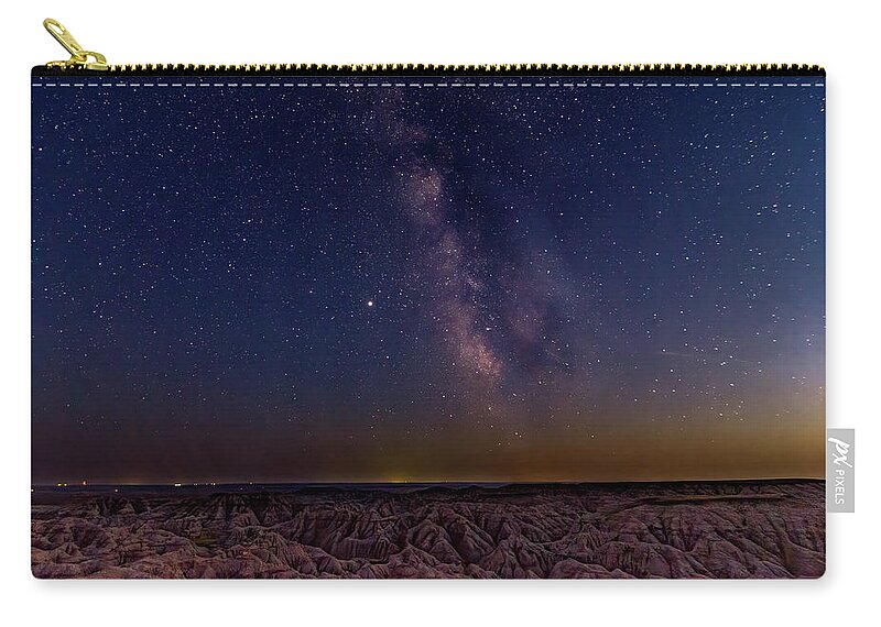 Milky Way Zip Pouch featuring the photograph Badlands Milky Way by Jack Peterson