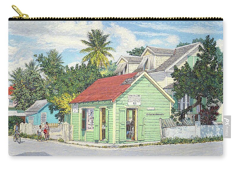  Zip Pouch featuring the painting Baillou Blue Hill Rd and Hay Street by Eddie Minnis