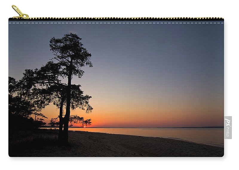 Bald Cypress Zip Pouch featuring the photograph Bald Cypress Sunset at Pine Cliff Recreation Area by Bob Decker