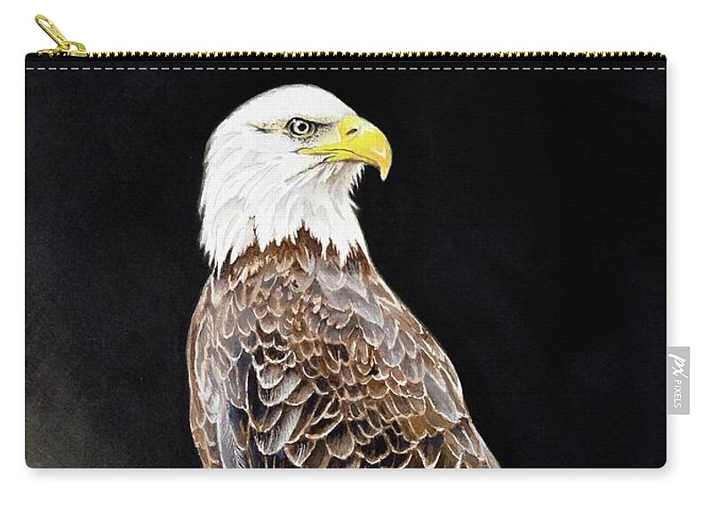 Bird Zip Pouch featuring the painting Bald Eagle by Jeanette Ferguson