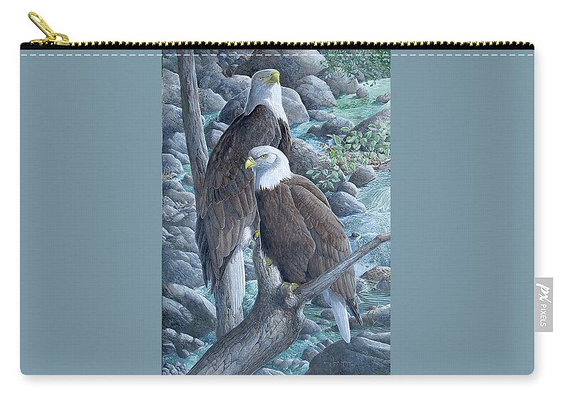 Bald Eagle Zip Pouch featuring the painting Bald Eagles by Barry Kent MacKay