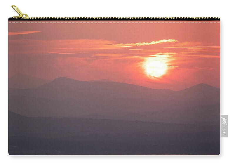 Phlio Zip Pouch featuring the photograph Ball of Fire over the Adirondacks from Mount Philo Charlotte Vermont by Toby McGuire