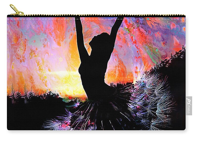 Ballerina Zip Pouch featuring the painting Ballerina dance flower girl 043 by Gull G