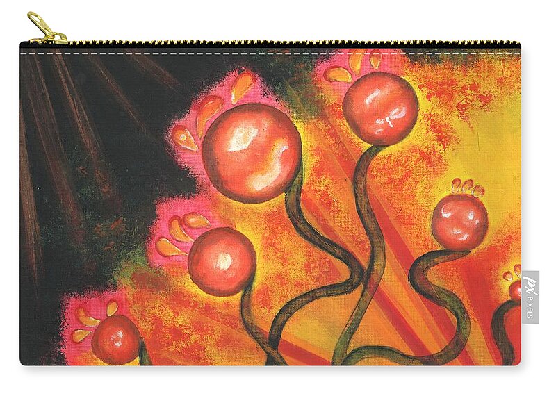 Red Zip Pouch featuring the painting Balls and Bulbs by Esoteric Gardens KN