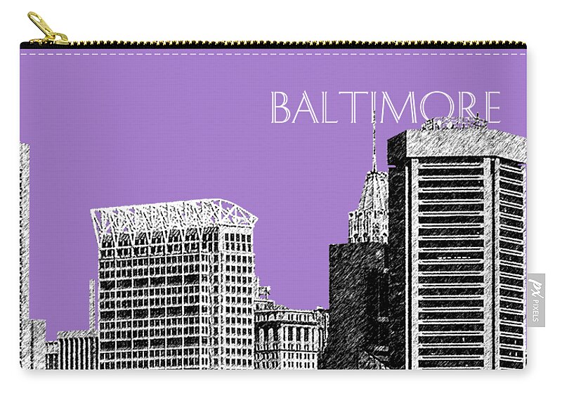 Architecture Carry-all Pouch featuring the digital art Baltimore Skyline 1 - Violet by DB Artist
