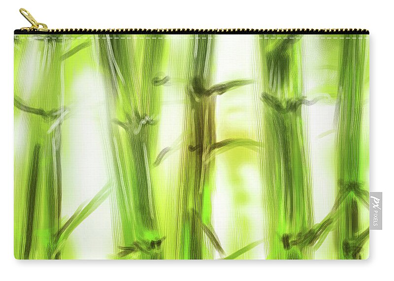 Bamboo Painting Zip Pouch featuring the painting Fengshui your life - Bamboo Painting by Remy Francis