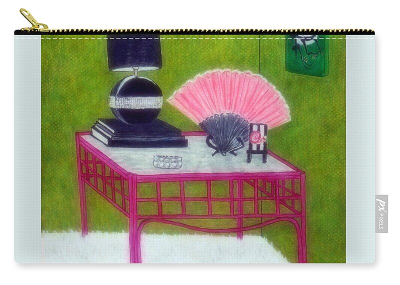 Furniture Zip Pouch featuring the painting Bamboo Table by Jayne Somogy